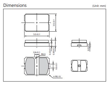 CX3225GA晶振尺寸图